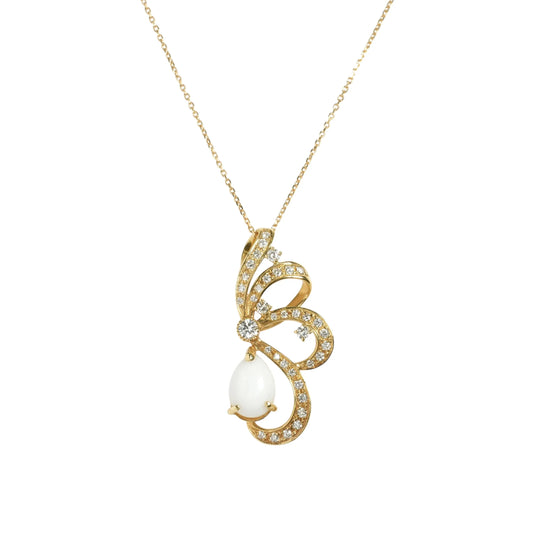 Half Flower Motif Necklace D2.01/D0.54 - 18KYG