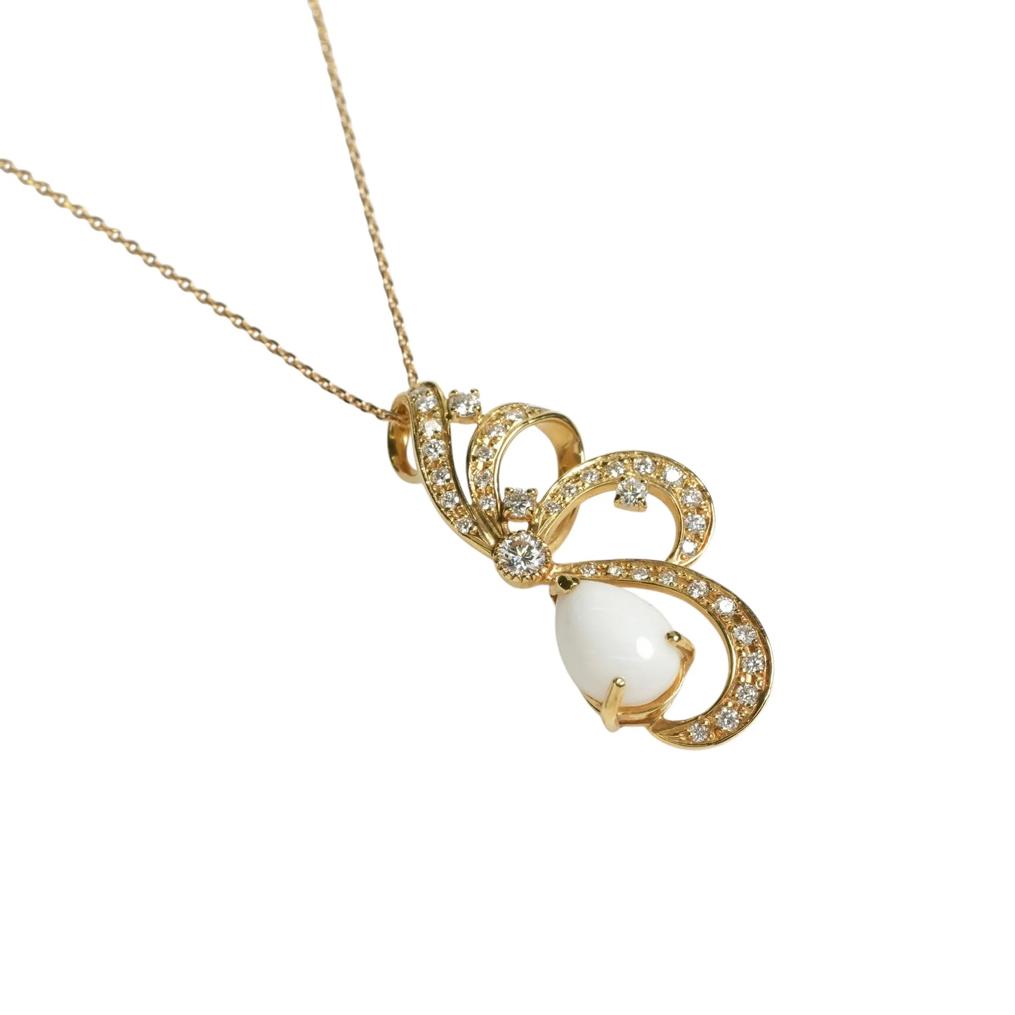 Half Flower Motif Necklace D2.01/D0.54 - 18KYG