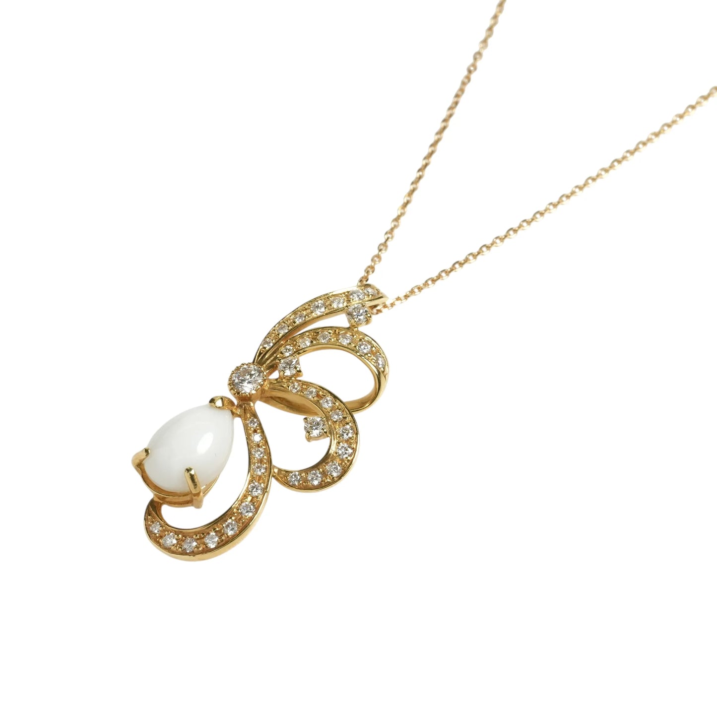 Half Flower Motif Necklace D2.01/D0.54 - 18KYG