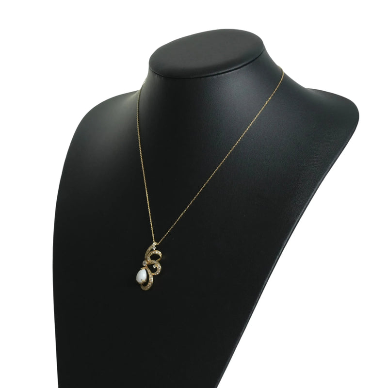 Half Flower Motif Necklace D2.01/D0.54 - 18KYG