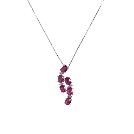 Ruby and Diamond 0.05 Necklace - 18KWG
