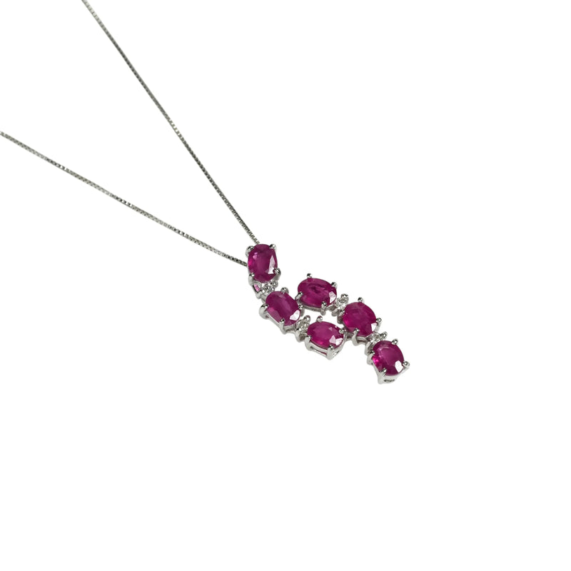 Ruby and Diamond 0.05 Necklace - 18KWG