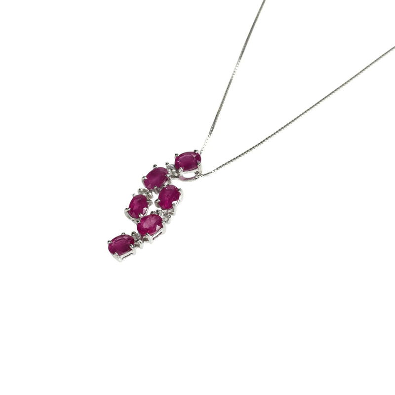 Ruby and Diamond 0.05 Necklace - 18KWG