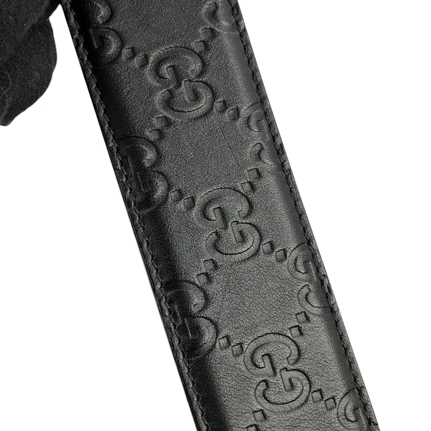 GUCCI Guccissima Leather Belt - Black - 33356