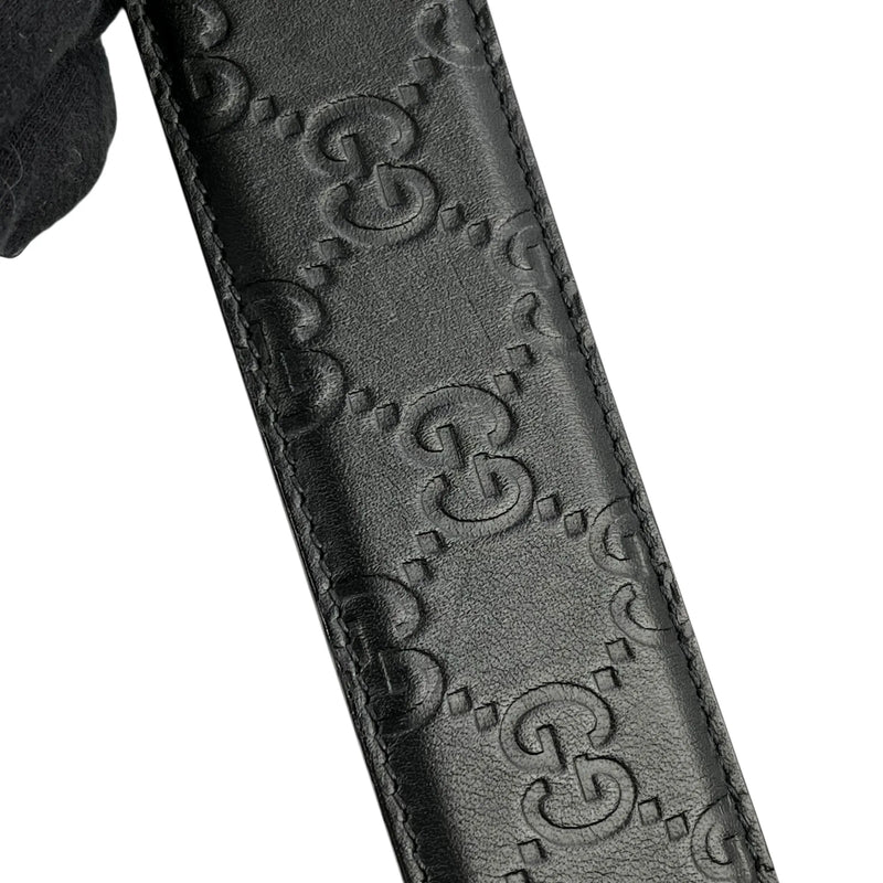 GUCCI Guccissima Leather Belt - Black - 33356
