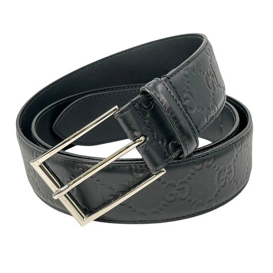 GUCCI Guccissima Leather Belt - Black - 33356