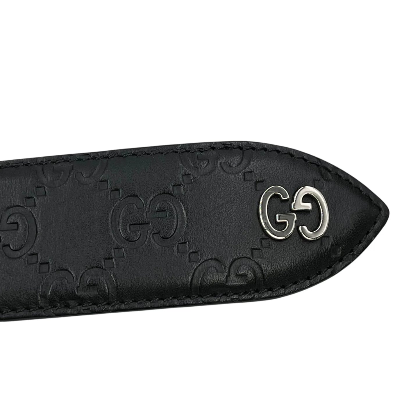 GUCCI Guccissima Leather Belt - Black - 33356