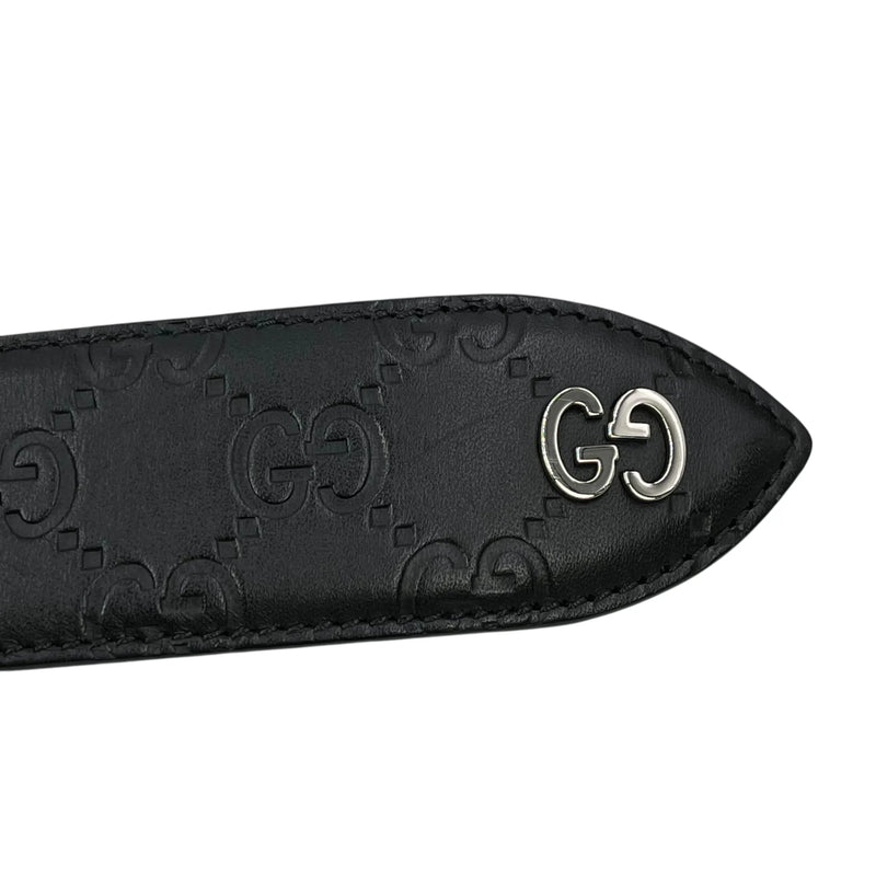 GUCCI Guccissima Leather Belt - Black - 33356