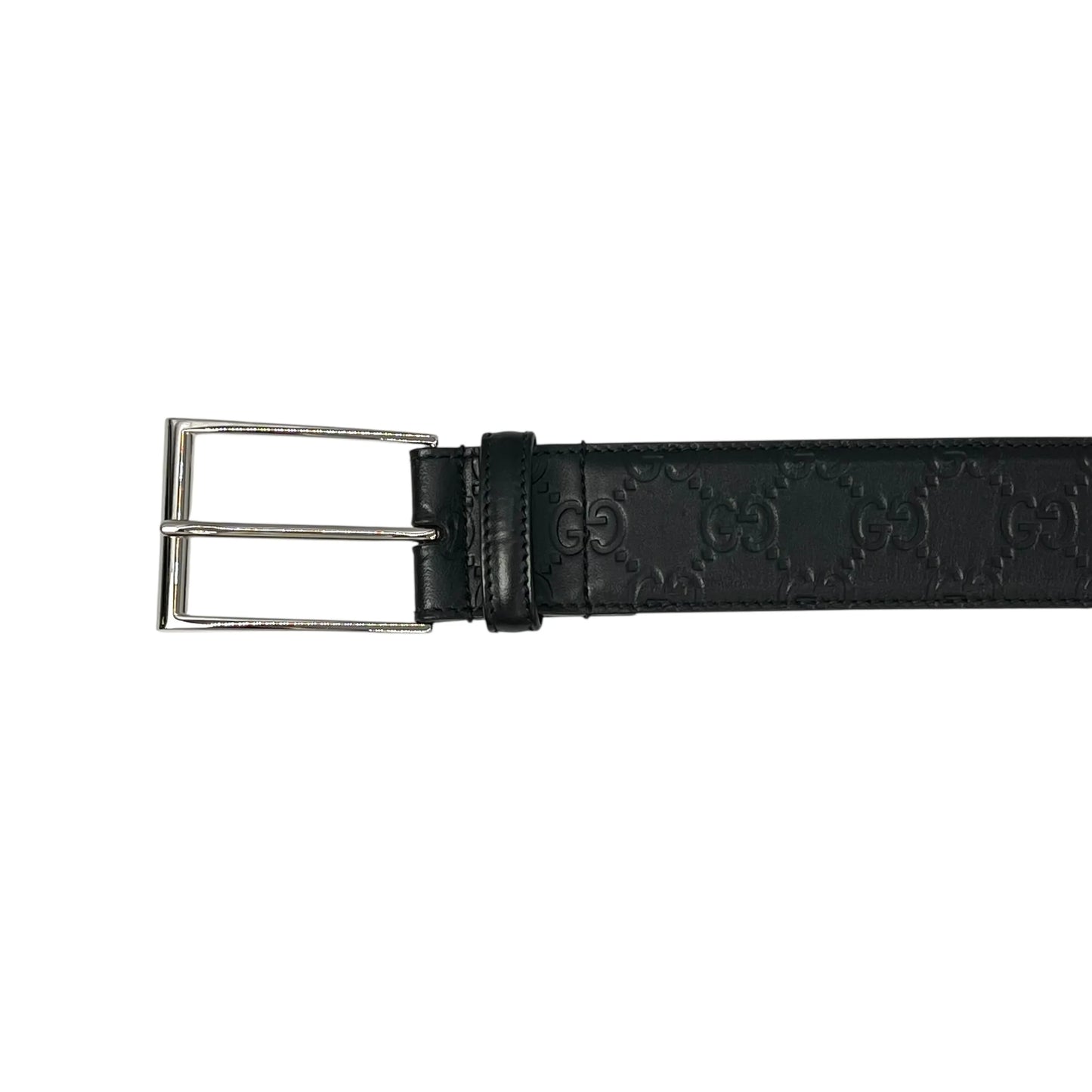 GUCCI Guccissima Leather Belt - Black - 33356
