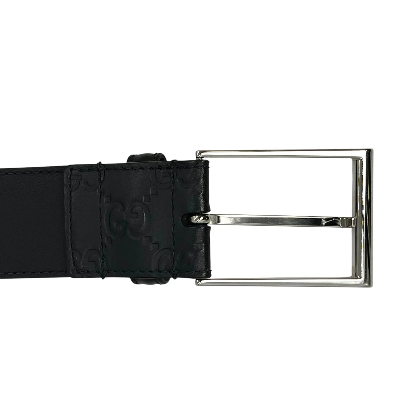 GUCCI Guccissima Leather Belt - Black - 33356