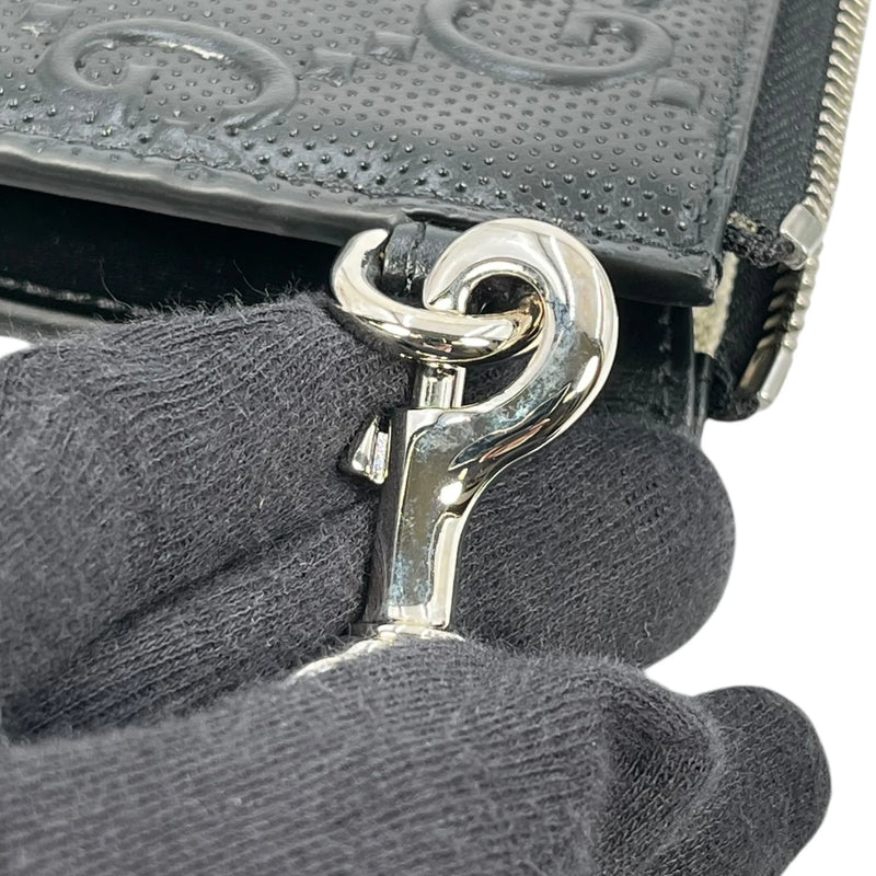 GUCCI GG Imprime Leather Clutch Bag Wallet - Black