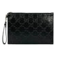 GUCCI GG Imprime Leather Clutch Bag Wallet - Black