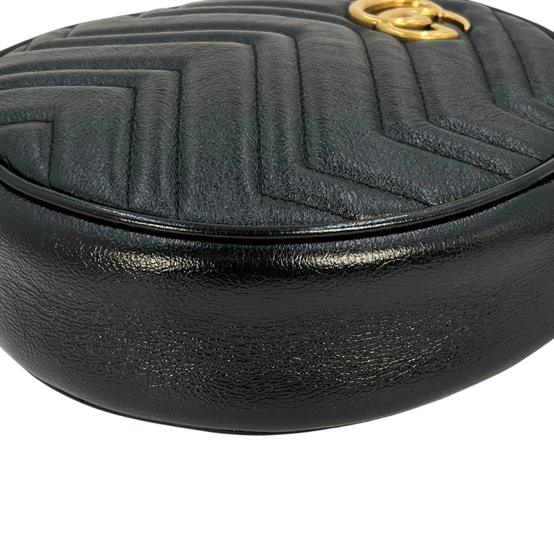 GUCCI GG Marmont Mini Round Chain Shoulder Bag - Black