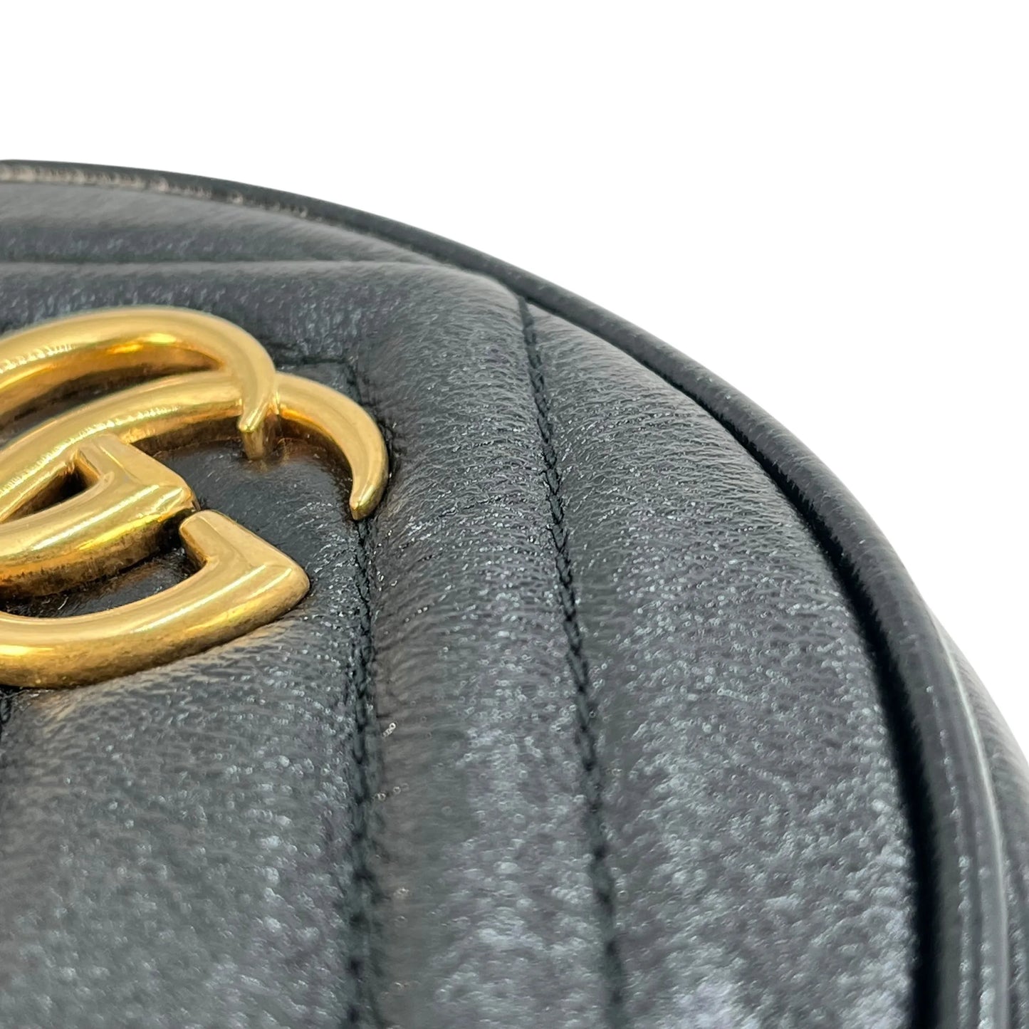 GUCCI GG Marmont Mini Round Chain Shoulder Bag - Black