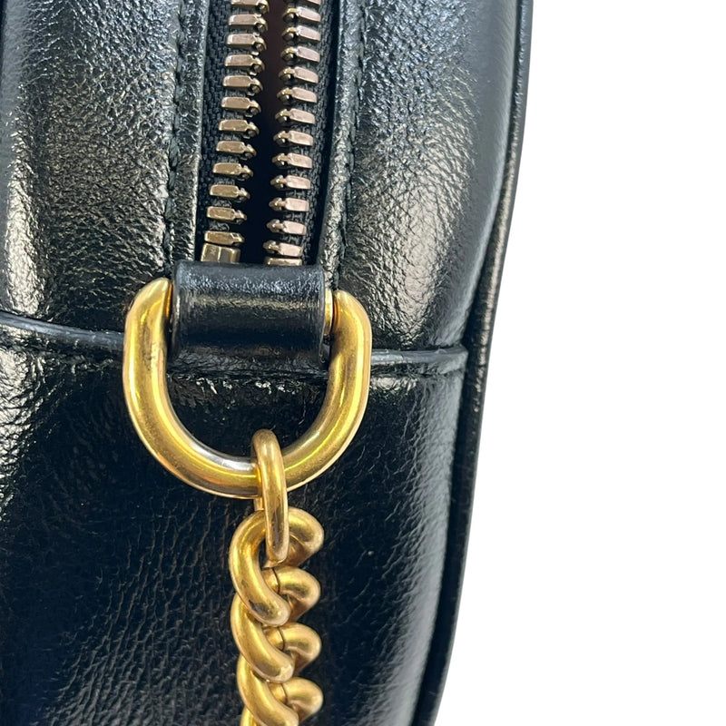 GUCCI GG Marmont Mini Round Chain Shoulder Bag - Black