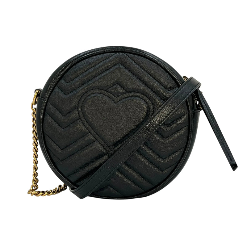 GUCCI GG Marmont Mini Round Chain Shoulder Bag - Black