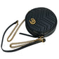 GUCCI GG Marmont Mini Round Chain Shoulder Bag - Black