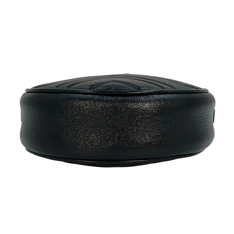 GUCCI GG Marmont Mini Round Chain Shoulder Bag - Black