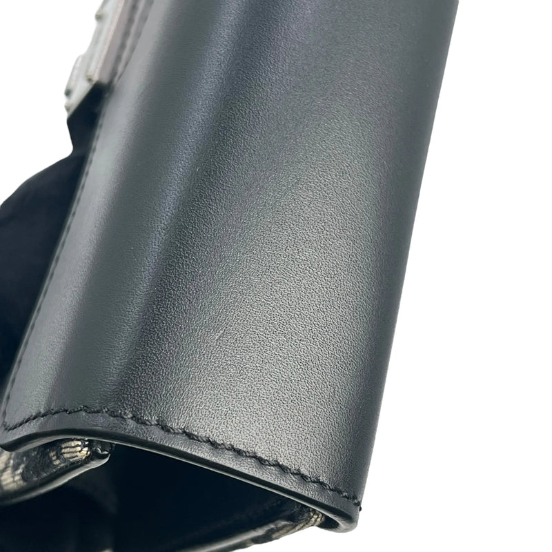 Dior Oblique Canvas × Leather Body Bag Shoulder Bag - Black