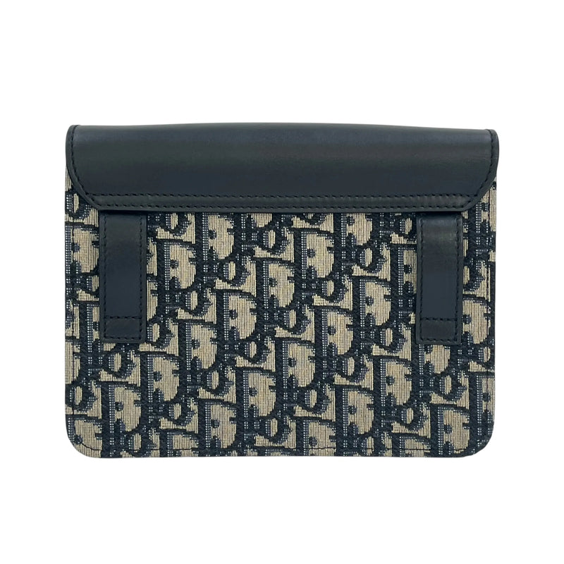 Dior Oblique Canvas × Leather Body Bag Shoulder Bag - Black