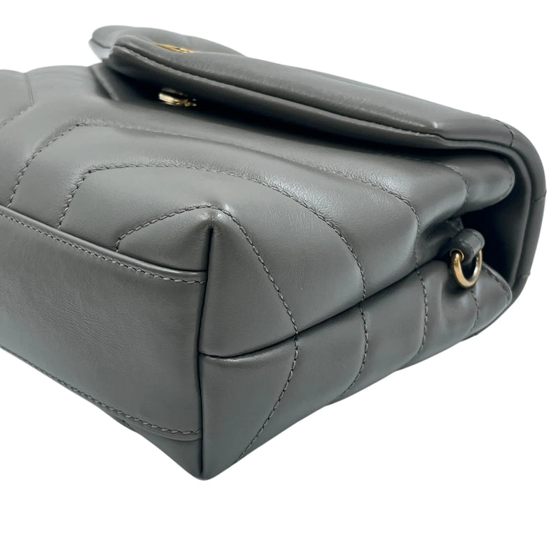 Saint Laurent Loulou Leather Shoulder Bag - Gray