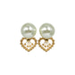 Dior Tribales Earring Gold Finish Metal with White Resin Pearls - Heart