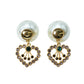Dior Tribales Earring Gold Finish Metal with White Resin Pearls - Heart