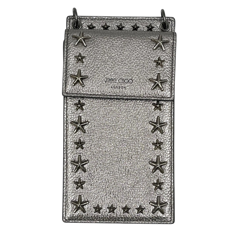 JIMMY CHOO Studs Phone Case Shoulder Bag - Silver