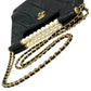 CHANEL Pearl Handle Leather Hand Bag - Black
