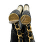 CHANEL Pearl Handle Leather Hand Bag - Black
