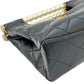 CHANEL Pearl Handle Leather Hand Bag - Black