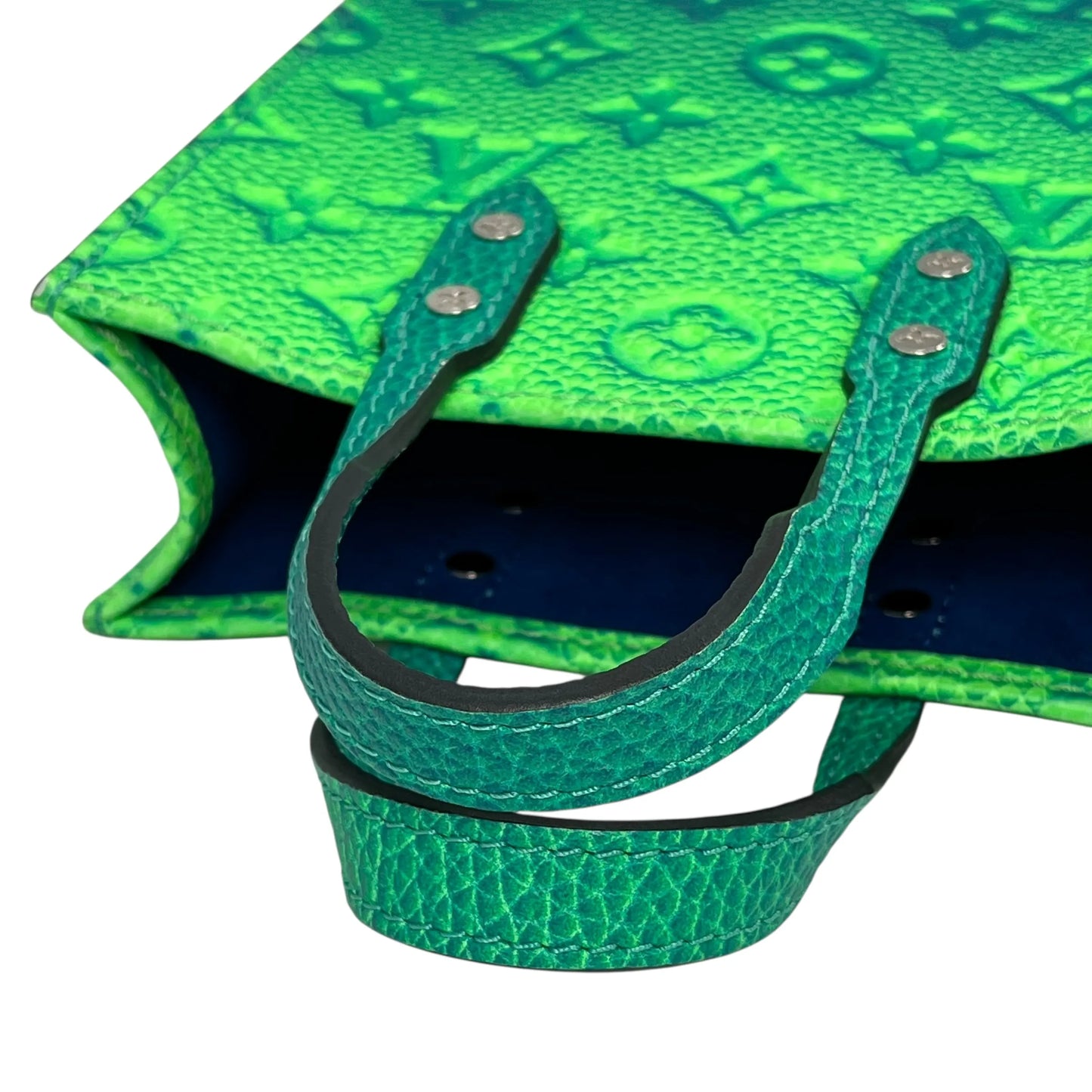 Louis Vuitton Sac Plat XS Taurillon Leather Hand Bag - Green × Blue