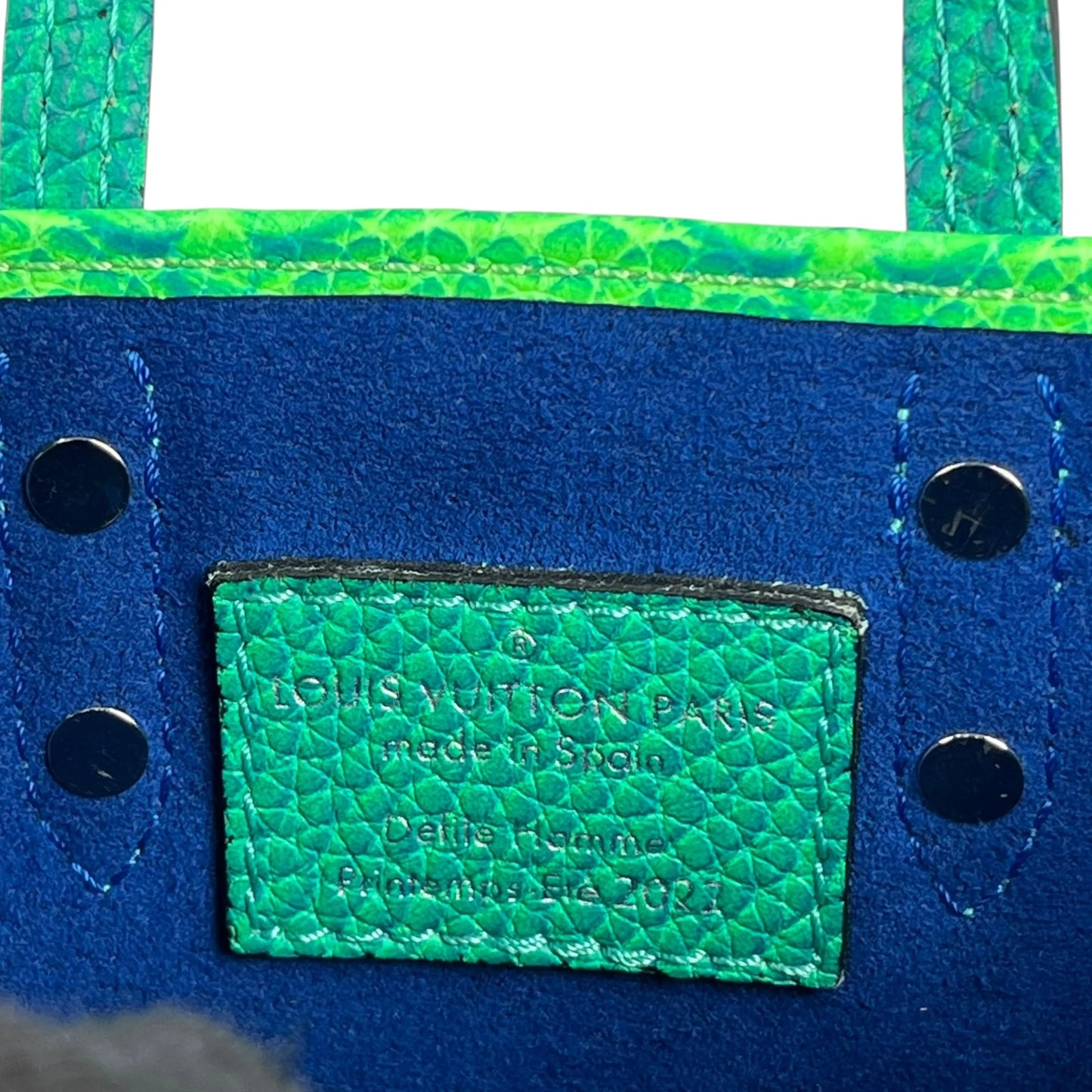 Louis Vuitton Sac Plat XS Taurillon Leather Hand Bag - Green × Blue