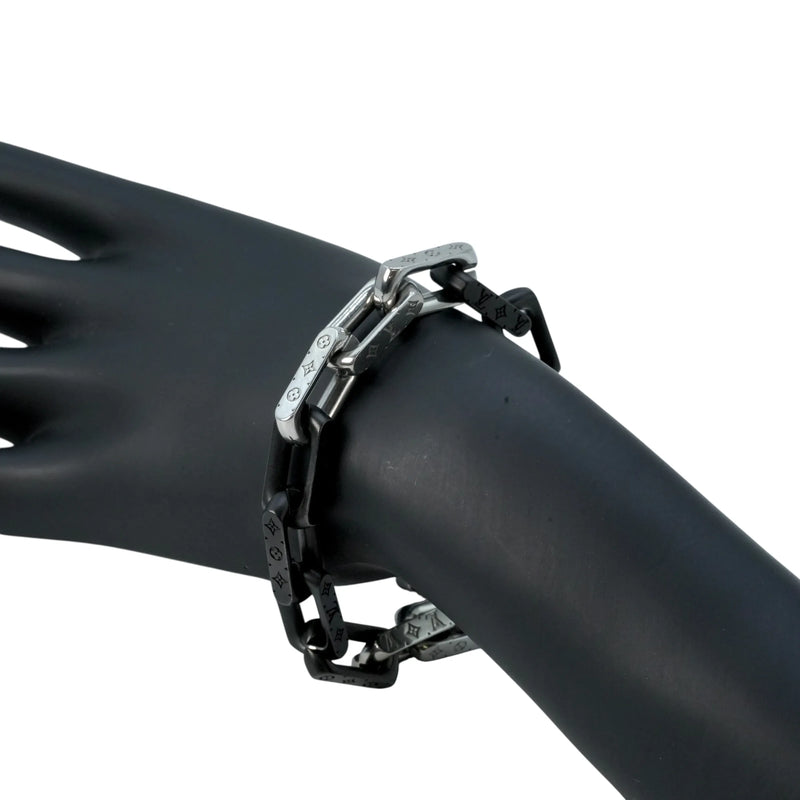 Louis Vuitton Monogram Chain Bracelet - Silver and Black 