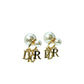 Dior Fake Pearl Rhinestone Tribal Earring - Gold Plated