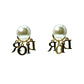 Dior Fake Pearl Rhinestone Tribal Earring - Gold Plated