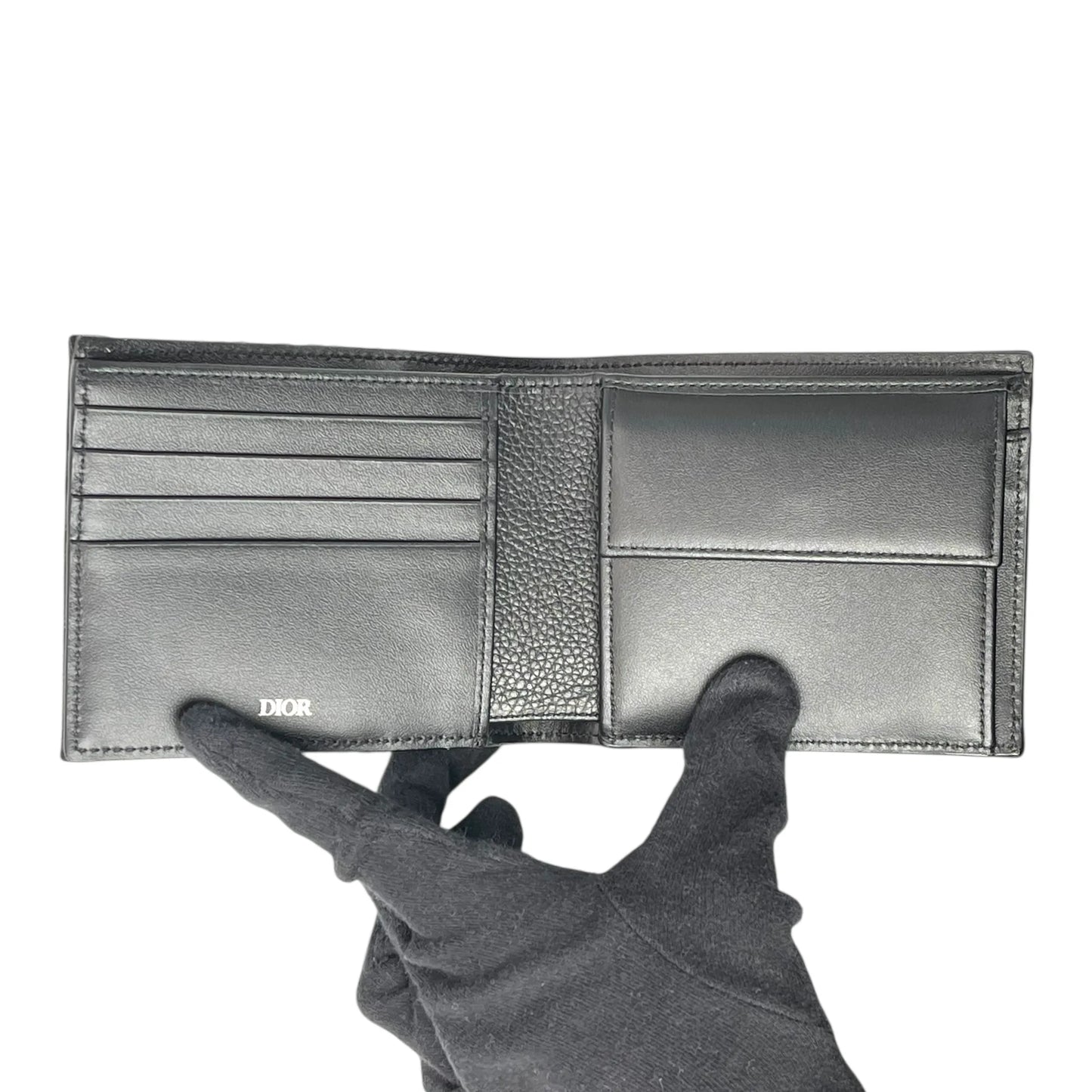 Dior Saddle Oblique Jacquard Calfskin Compact Wallet - Black 