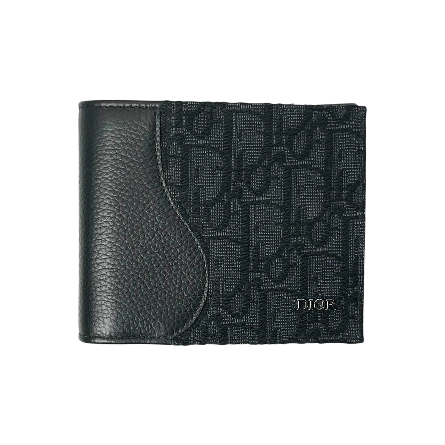 Dior Saddle Oblique Jacquard Calfskin Compact Wallet - Black 