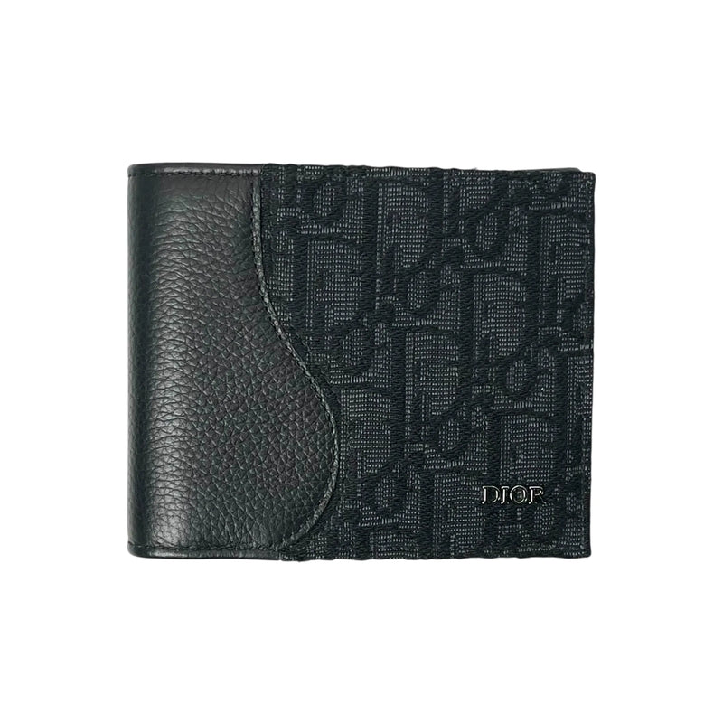 Dior Saddle Oblique Jacquard Calfskin Compact Wallet - Black 