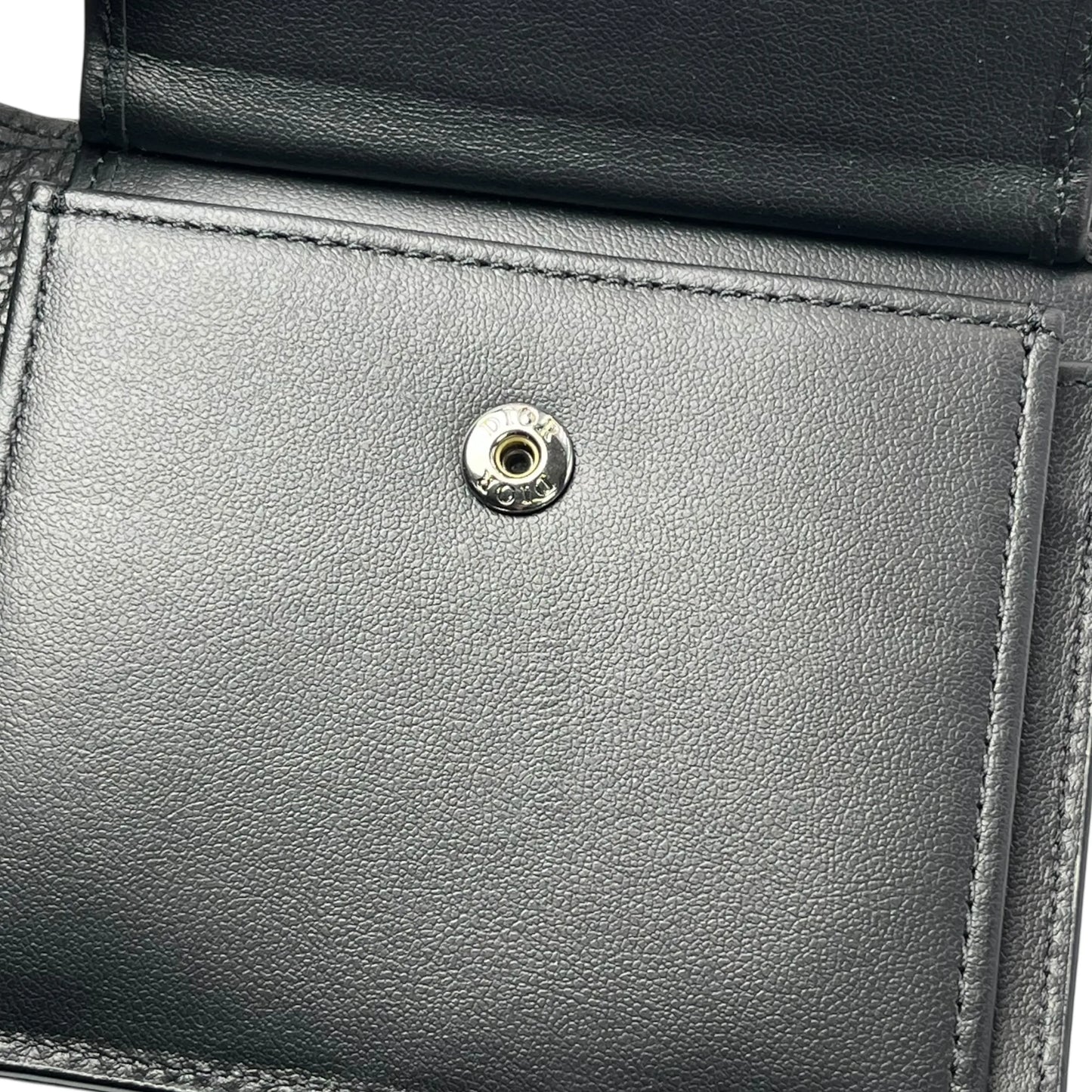 Dior Saddle Oblique Jacquard Calfskin Compact Wallet - Black 