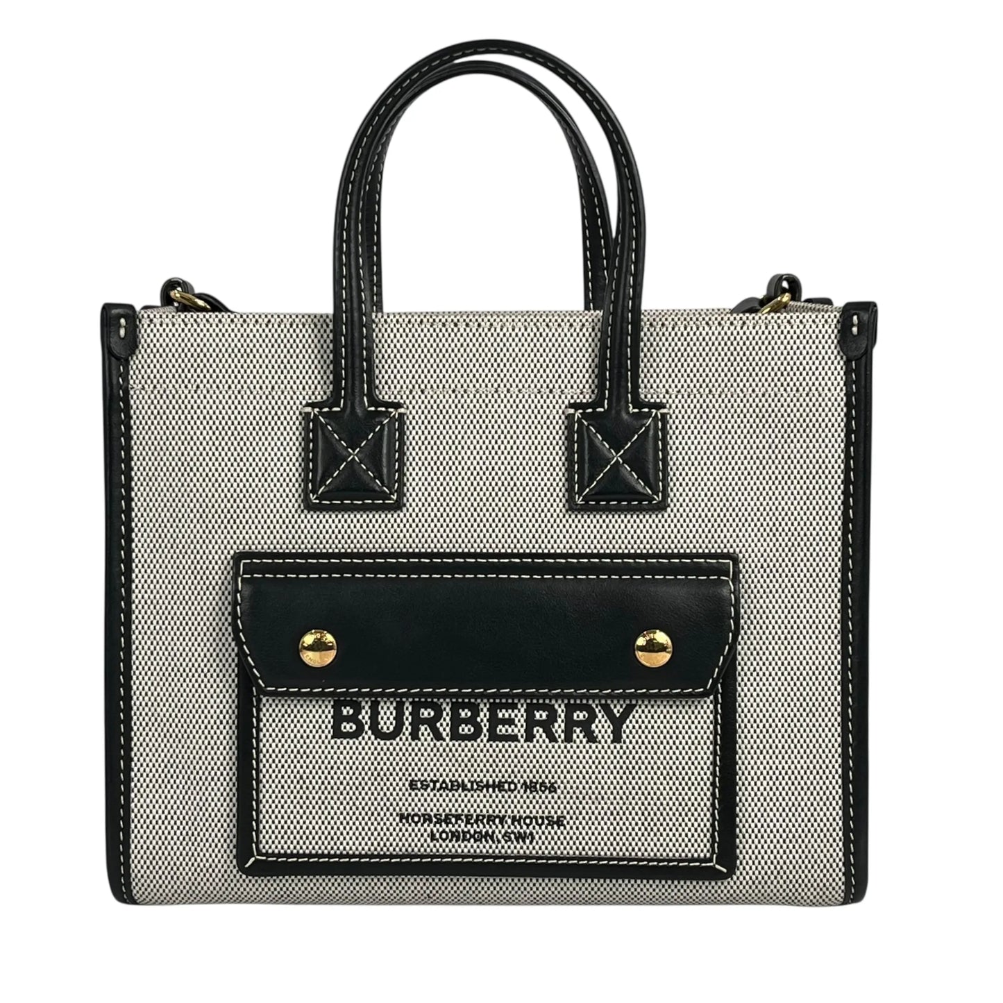 BURBERRY Mini Freya Tote Hand Bag Shoulder Bag - Black