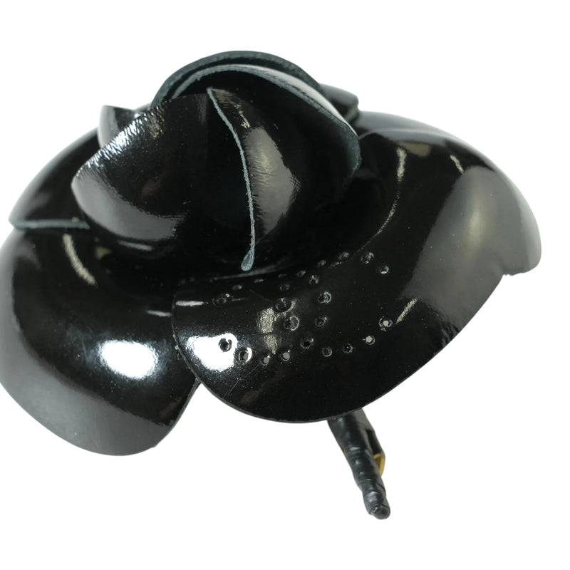 CHANEL Camellia Motif Brooch Enamel - Black