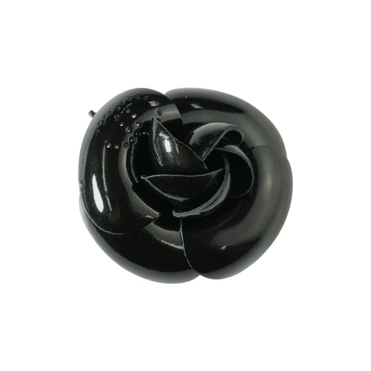 CHANEL Camellia Motif Brooch Enamel - Black