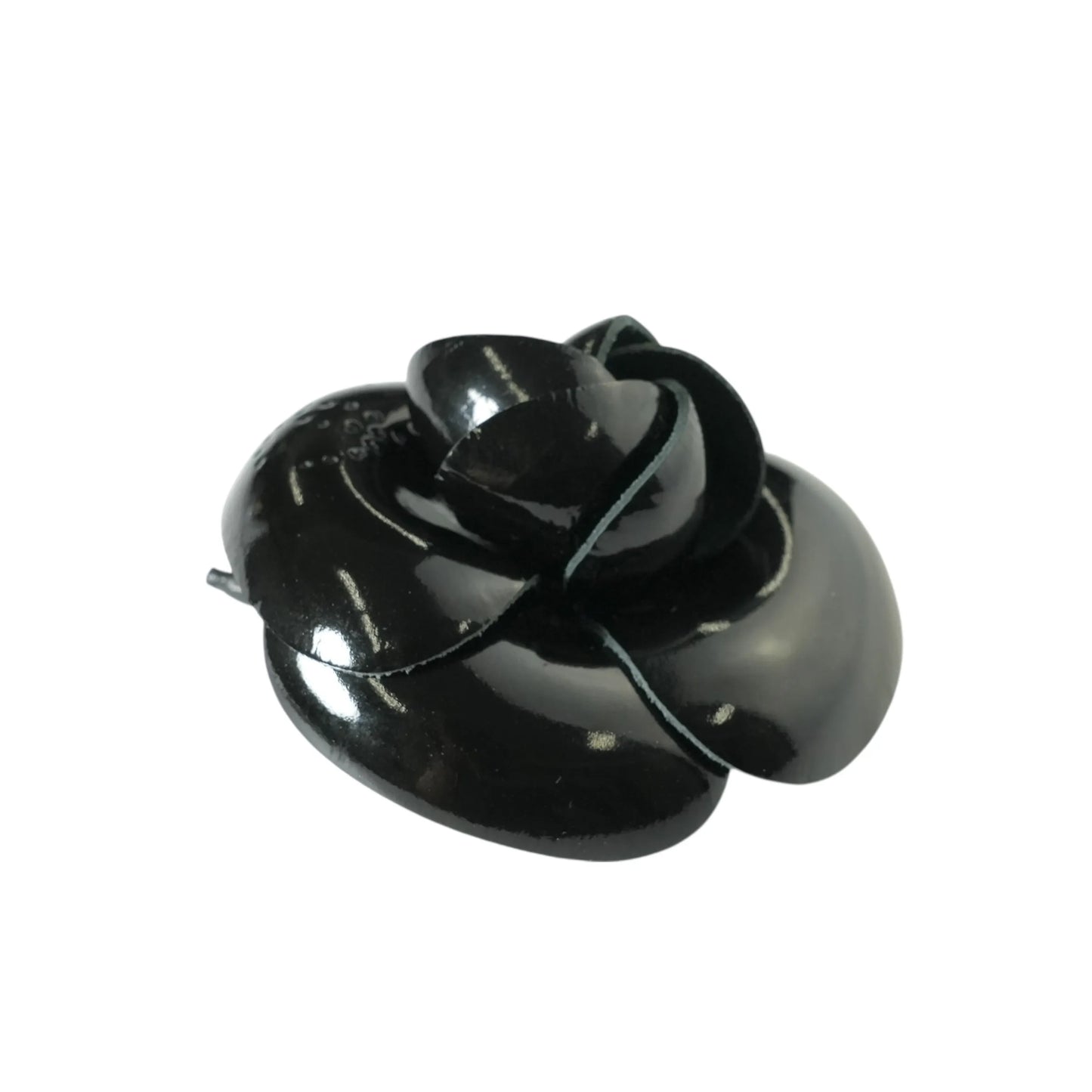 CHANEL Camellia Motif Brooch Enamel - Black