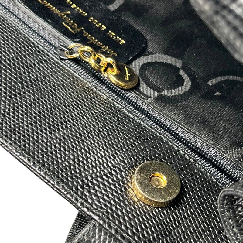 Ferragamo ボウ レザー トートバッグ ブラック