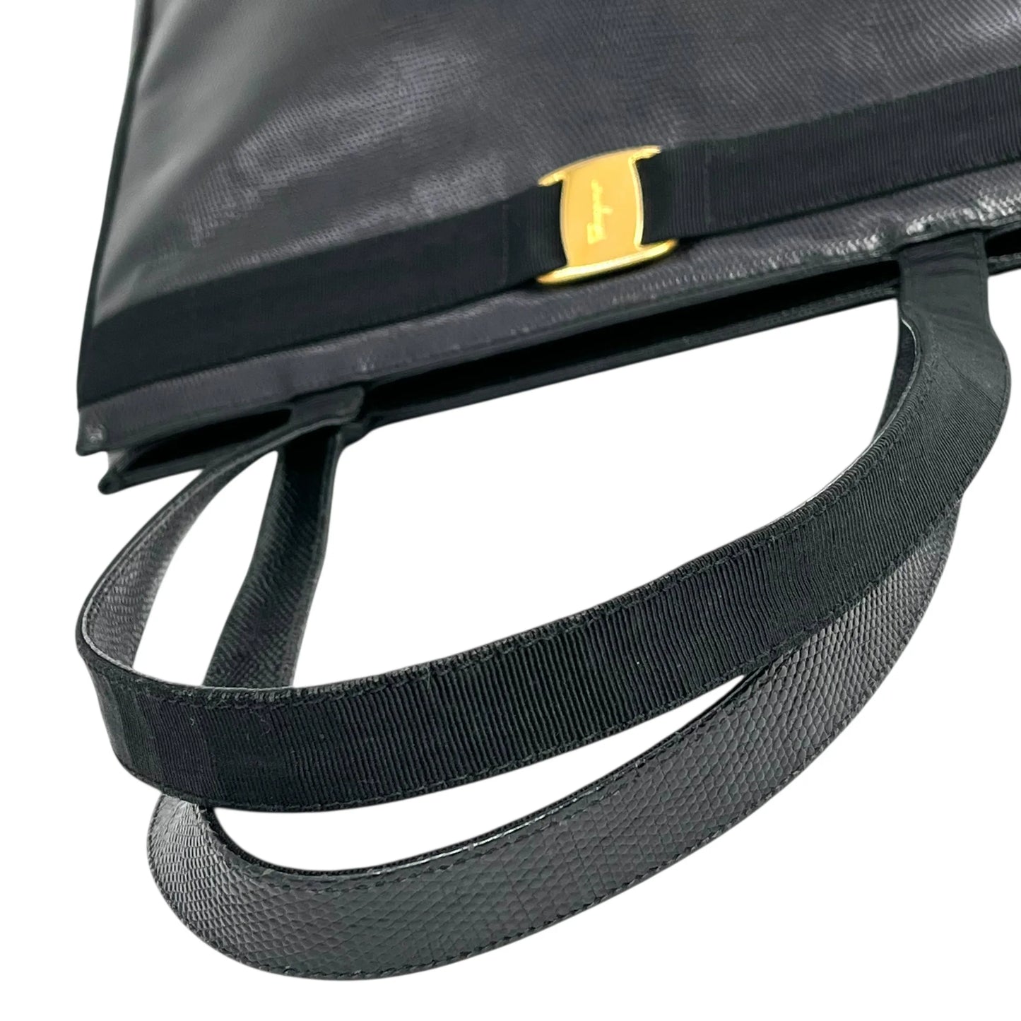 Ferragamo ボウ レザー トートバッグ ブラック