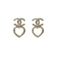 CHANEL Rhinestone CC Logo Heart Earring F23B - Gold Plated