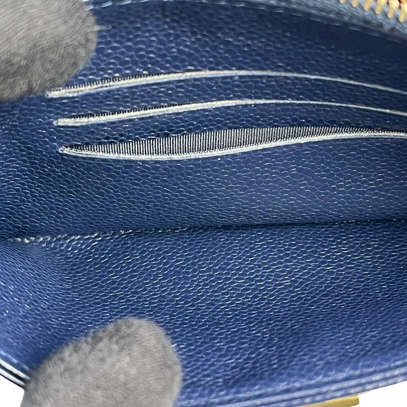 CHANEL Boy Chanel Materasse Caviarskin Long Wallet - Navy