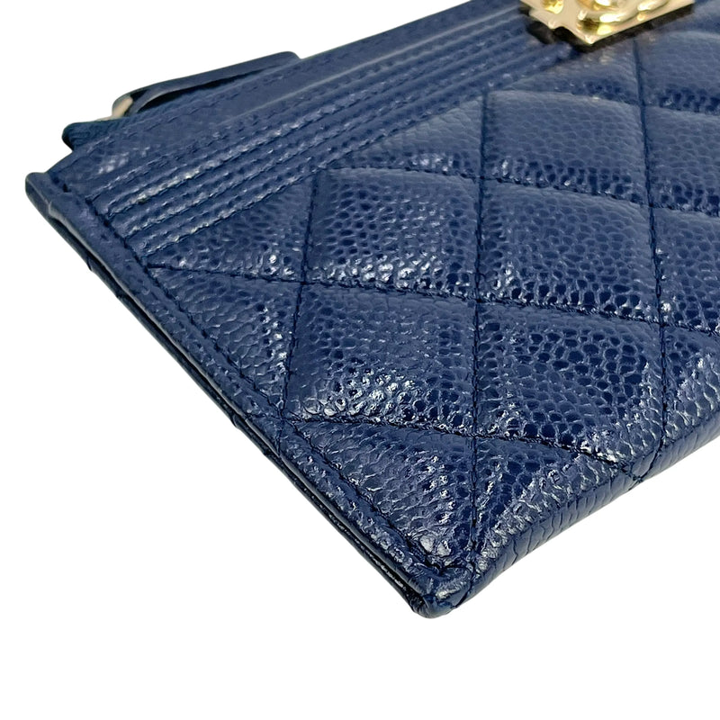CHANEL Boy Chanel Materasse Caviarskin Long Wallet - Navy