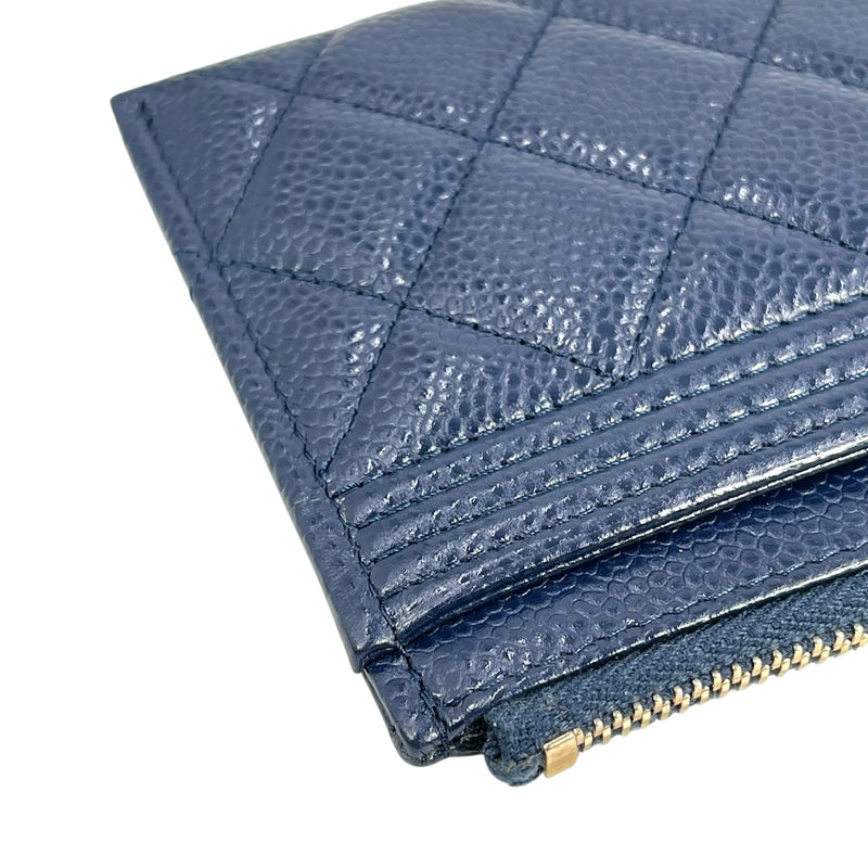 CHANEL Boy Chanel Materasse Caviarskin Long Wallet - Navy